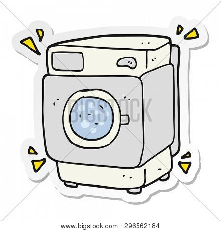 sticker of a cartoon rumbling washing machine