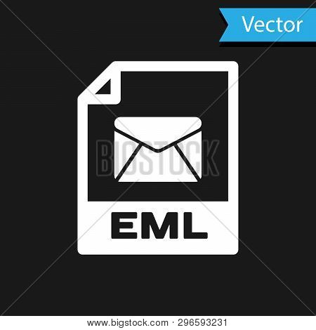 White Eml File Document Icon. Download Eml Button Icon Isolated On Black Background. Eml File Symbol