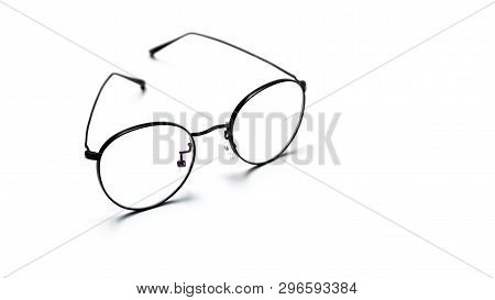 Black Frame Eyeglasses For Businessman, Myopia (nearsightedness), Eyeglasses, Isolated On White Back