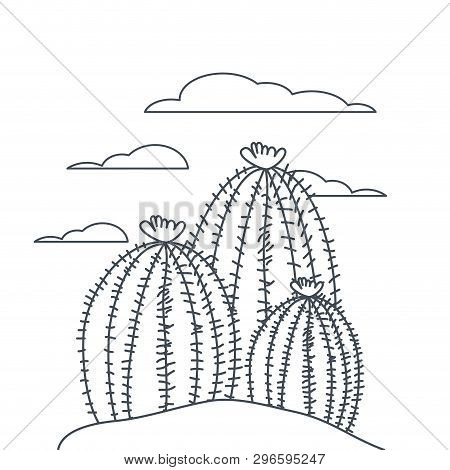 Cactus In Landscape Isolated Icon Vector Illustration Design