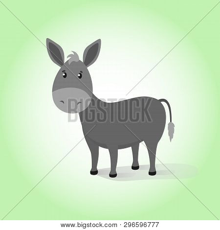 Donkey. Cartoon Vector Drawing Illustration Domestic Funny Calm Mule. Happiness Friendly Gray Calm