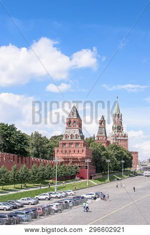 Kremlin Clock Tower, With A Red Star On The Tower