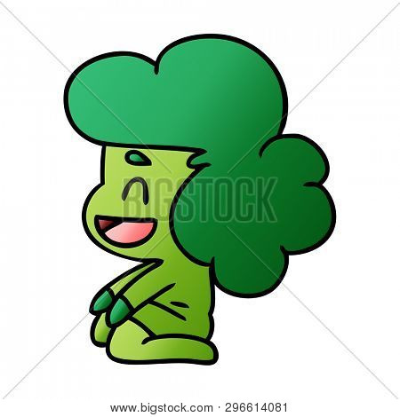 gradient cartoon illustration of a kawaii alien girl