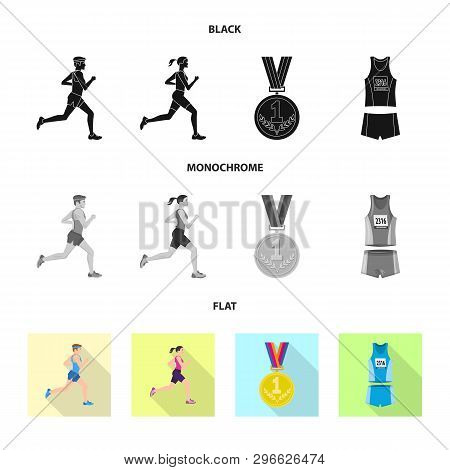 Vector Design Of Sport  And Winner Icon. Set Of Sport  And Fitness  Stock Symbol For Web.