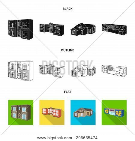 Vector Illustration Of Facade And Housing Logo. Collection Of Facade And Infrastructure Stock Vector