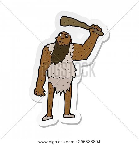 sticker of a cartoon neanderthal