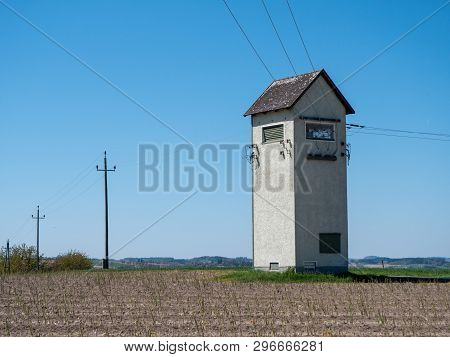 30 Kilovolt To 220 Volt Electrical Local Network Transformer Station In The Countryside