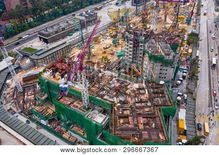 Diamond Hill, Hong Kong 11 April 2019: Top down view of construction site in diamond hill in Hong Kong