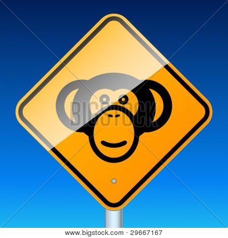 Monkey dopravní značka. Vysoce detailní vektor znamení