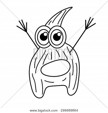 Happy Beard Character Outline. Isolated Stock Vector Illustration