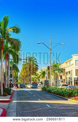 View Of The Fashionable Street Rodeo Drive In Hollywood, La.