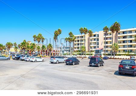 Famous Los Angeles Beach - Venice Beach With People.