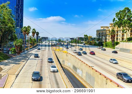 View Of The Downtown Of Los Angelos, In The Daytime.