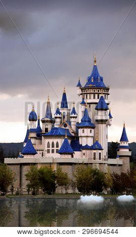 Famous Landmark In Eskisehir Sazova Park Fairy Castle Portrait Image