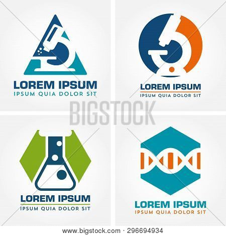 Science Lab. Vector Logo Template, University, Universe, Microscope, Doctor, Education