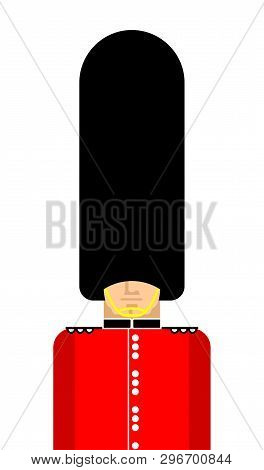 British Guardsman Isolated. London Queens Guard In Fur Bear Hat. English Military In Beefeater