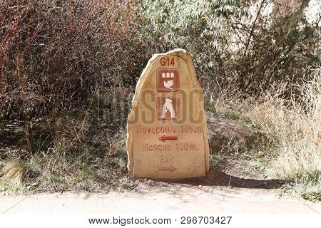 Direction Sign In Zelve Valley, Cappadocia, Nevsehir, Turkey