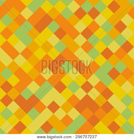 Seamless Colorful Repetitive Pattern With Yellow Pixel Squares. Vector Illustration For Your Graphic