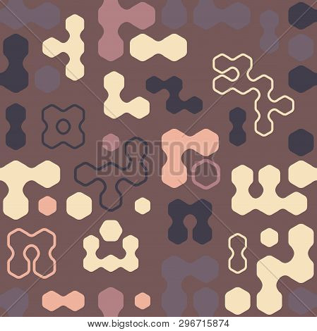 Geometric Hexagon Forms Bright Beautiful Colors Vector Seamless Pattern. Hexa Combination. Abstract 