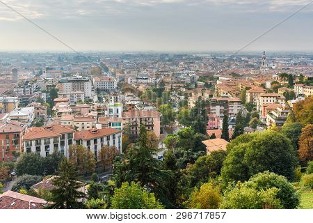 View Of Bergamo City From Porta San Giacomo Gate At Morning. Italy