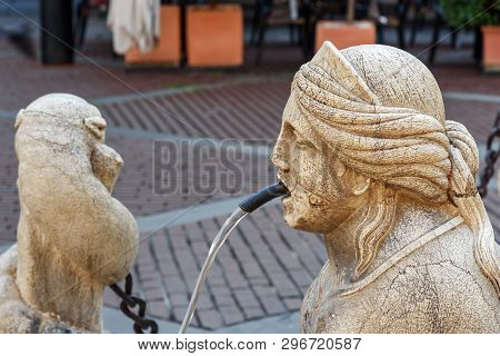 Venetian Contarini Fountain On Piazza Vecchia In Bergamo. Italy