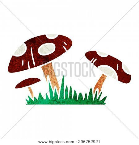 hand drawn retro cartoon doodle of a toad stool
