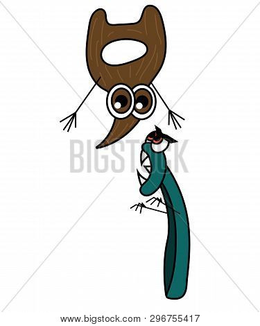 Angry Razor And Scared Beard. Isolated Vector Illustration