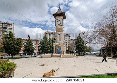 Kutahya / Turkey-april 08,2019:kutahya Clock Tower .
The City Square And Symbol Of The City