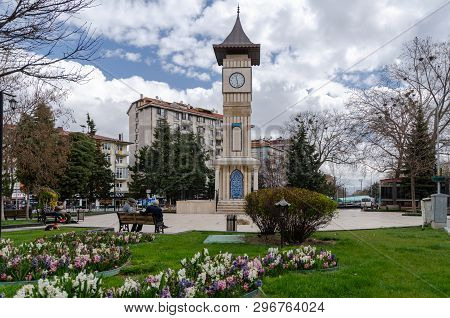 Kutahya / Turkey-april 08,2019:kutahya Clock Tower .
The City Square And Symbol Of The City
