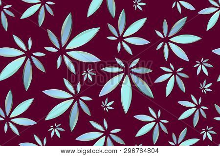 Marijuana Leaves Seamless Vector Pattern. Cannabis Plant Green Background. Dense Vegetation Of Ganja