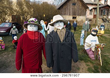Sabile, Latvia - April 21, 2019: Small Artificial City Of Dolls In Sabile, Latvia - Lellu Pilseta