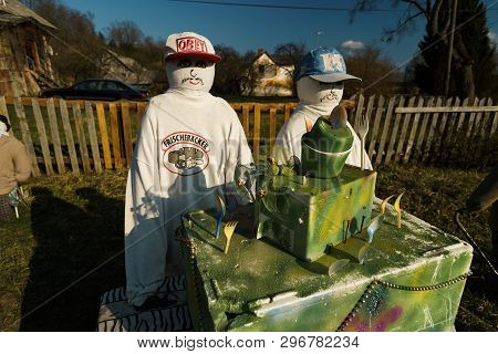 Sabile, Latvia - April 21, 2019: Small Artificial City Of Dolls In Sabile, Latvia - Lellu Pilseta