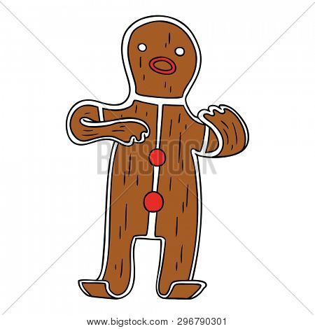 hand drawn cartoon doodle of a gingerbread man