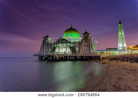 Malacca Straits Mosque ( Masjid Selat Melaka), It Is A Mosque Located On The Man-made Malacca Island