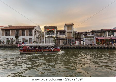 Melaka, Malaysia - 4 August L, 2018: The River Cruise, A Service Provided By The Melaka River Cruise