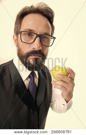 Guide To Prescription Eyeglass Lenses And Frames. Businessman Classic Formal Clothing And Proper Eye