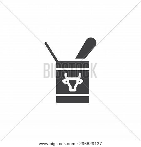 Condensed Milk Can And Spoon Vector Icon. Filled Flat Sign For Mobile Concept And Web Design. Sweet 