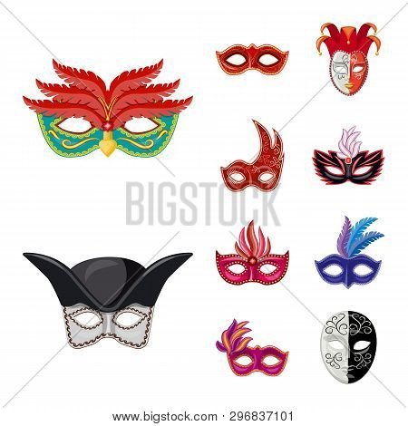 Vector Illustration Of Carnival And Theatrical Icon. Collection Of Carnival And Mystery Vector Icon 