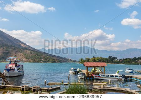 San Juan La Laguna,guatemala - March 5,2019 - On The Coast Of Atitlan Lake In Santiago Atitlan. Atit