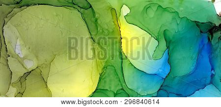 Alcohol Ink Multicolor Texture. Fluid Ink Abstract Background. Art For Design