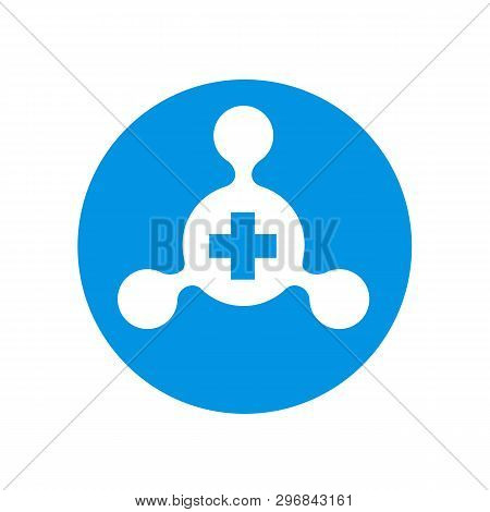 Simple Hub Network Connection Combined With Positive Symbol, Blue Vector Icon Design