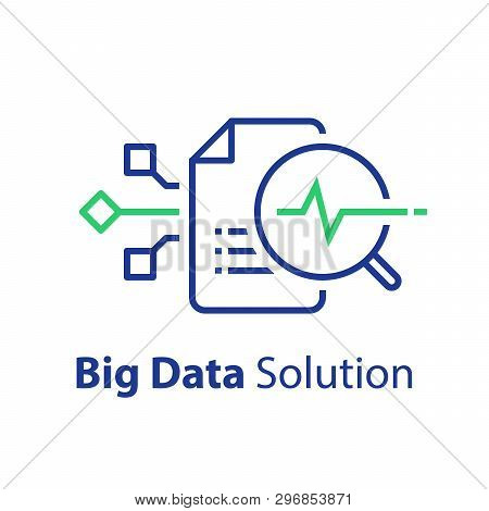 Big Data Capturing, Storage And Analysis, Technology Solution Concept, Vector Line Icon, Linear Illu