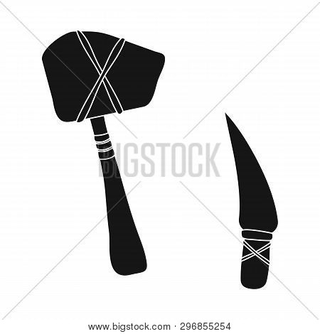 Isolated Object Of Prehistoric And Weapon Symbol. Set Of Prehistoric And Flint Stock Symbol For Web.