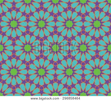 Religious Ornamental Star Seamless Pattern. Vector Illustration.