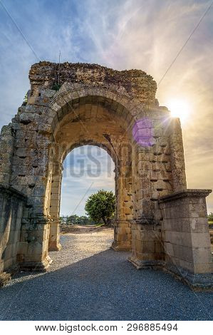 Arch Of Caparra, Ancient Roman City Of Caparra In Extremadura, Spain