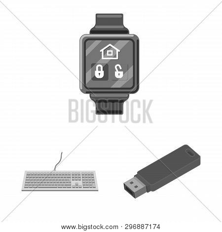 Vector Illustration Of Laptop And Device Sign. Set Of Laptop And Server Stock Symbol For Web.