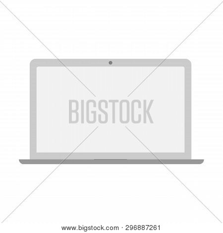 Laptop Flat Design. Front Wiev. Vector Illustration