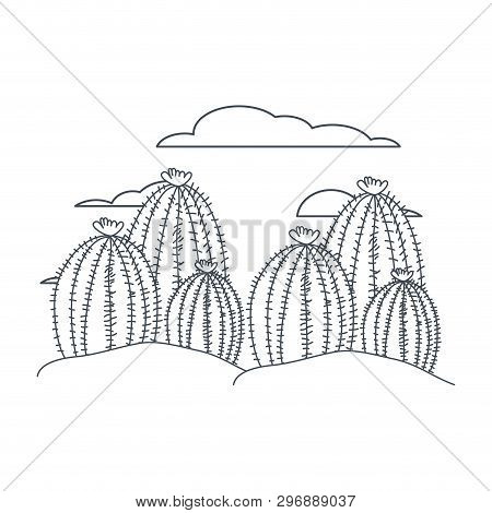 Cactus In Landscape Isolated Icon Vector Illustration Design