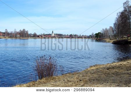 The Small Town Of Dala Floda On The River Västerdalälven In Dalarna,sweden.