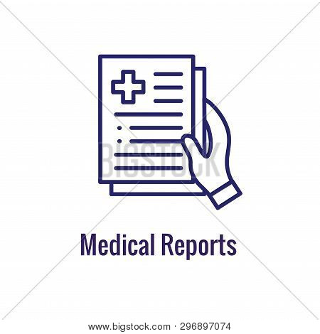 Medical Report Outline / Line Flat Vector Icon - Mobile Application Or Button Design. Vector Design 